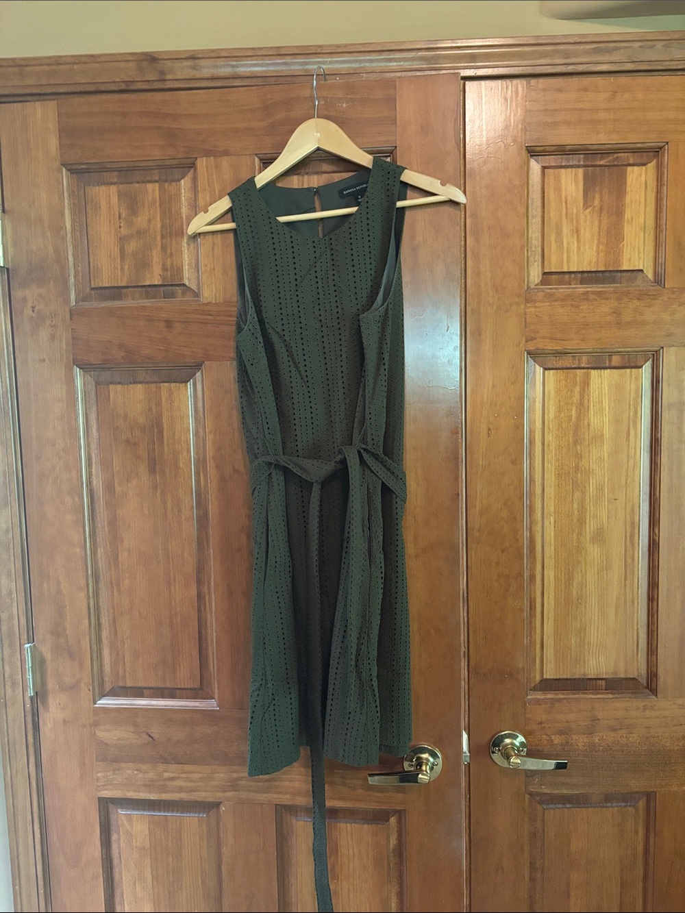 Banana Republic Olive Green Eyelet Midi Dress